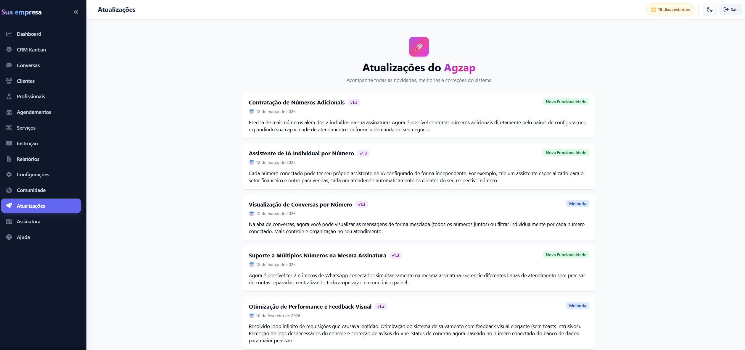 Atualizações do Sistema