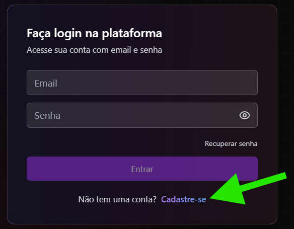 Onde clicar em Cadastre-se na tela de login da Agzap